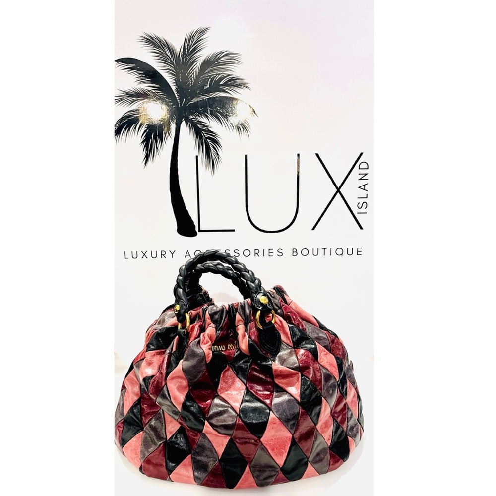 LUX ISLAND | MIU MIU Harlequin Patchwork Leather Satchel Tote